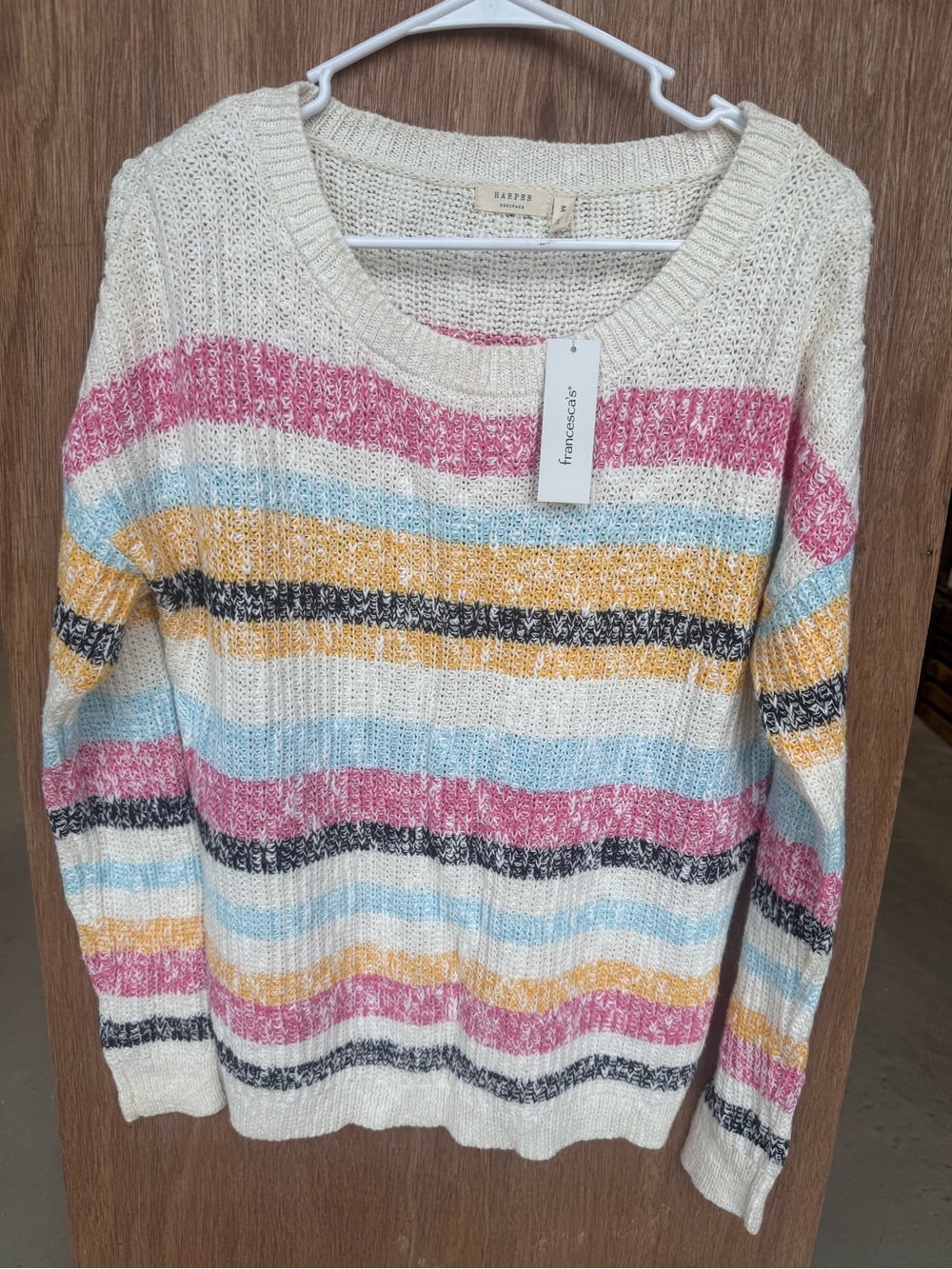 Francesca’s 100% Cotton Striped Crewneck Sweater